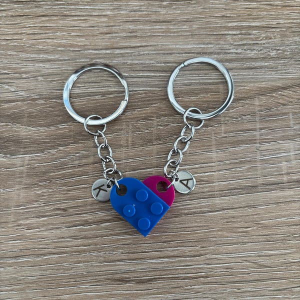 Personalized Initial Heart Keychain Set: Matching Couple Gift - Etsy