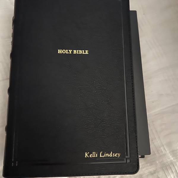 Personalized ESV Large Print Study Bible Thumb Indexed Mahogany Trutone