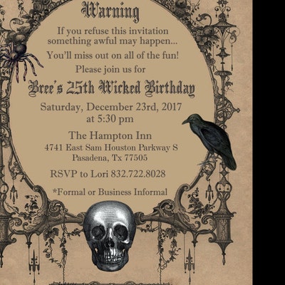 Halloween Invitation, Goth Halloween Party Invitation, Printable Spooky ...
