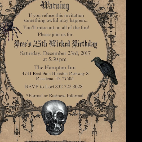 Halloween Invitation, Goth Halloween Party Invitation, Printable Spooky ...