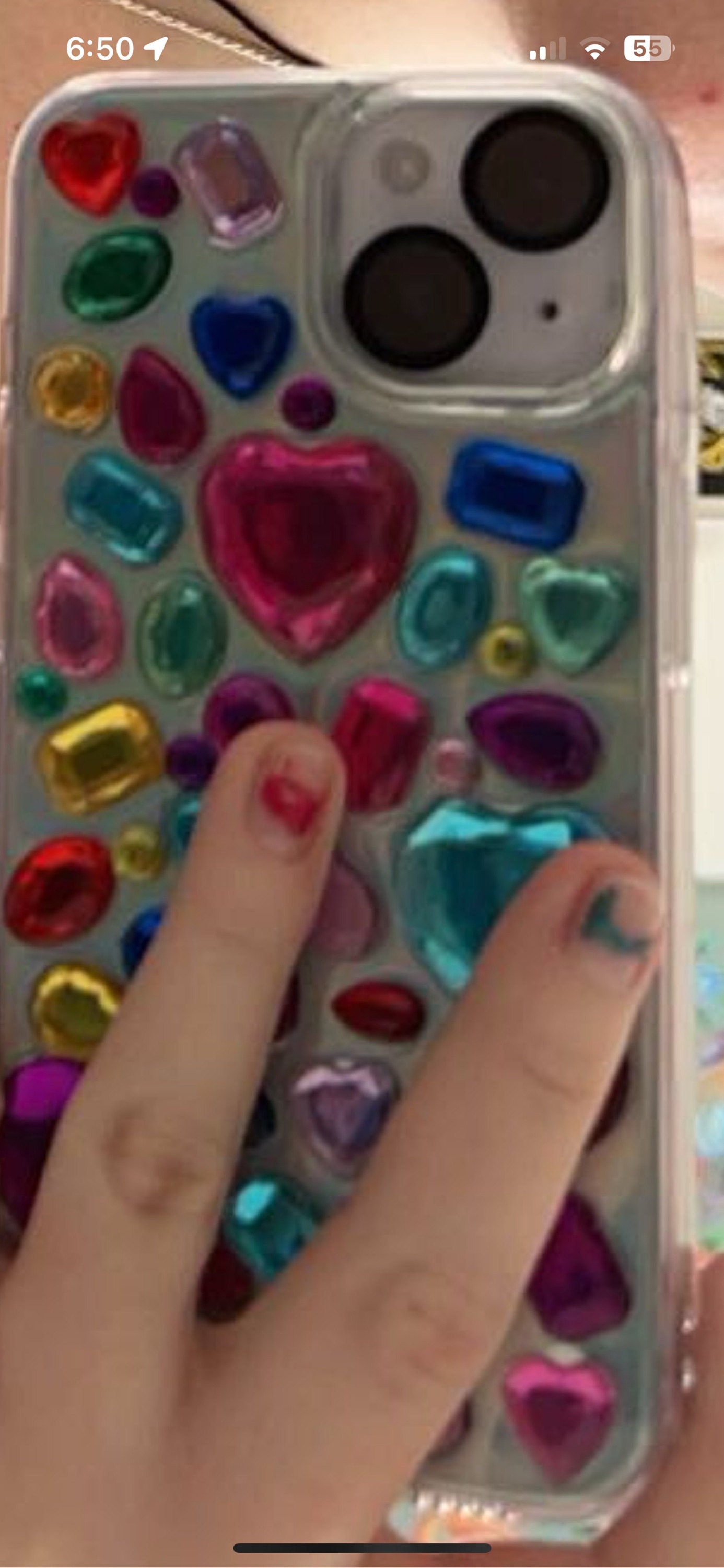 Bling Rhinestone 3D Phone Case, Holographic Insert Phone Case, Glitter iPhone Case, Hearts Phone Case for iPhone 12/13/14/15 Pro Max, Galaxy