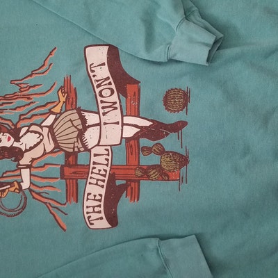 Vintage Western Art Soft Casual Contrasting Colors Patchwork T-Shirt