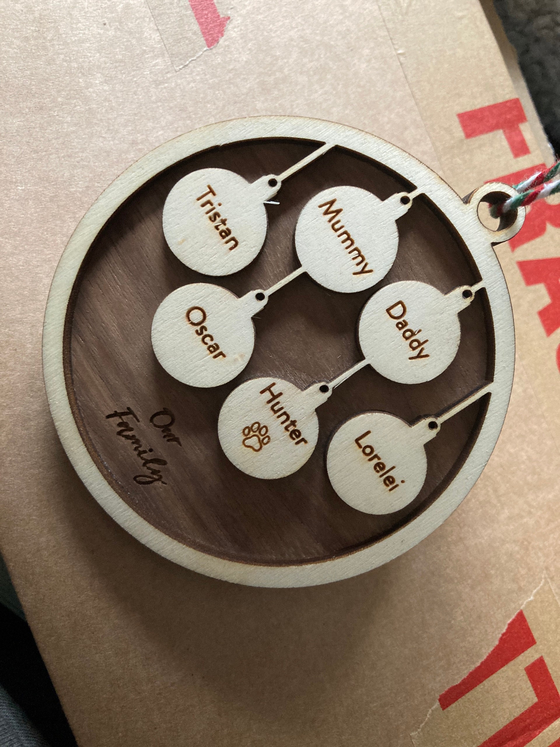 Personalised Family Christmas Ornament, Hanging Stockings, Custom, Family Gift Decor, First Family Christmas Decoration, Names, 2021 2022
