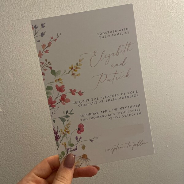 Wildflower Wedding Invitation Set, Printable Wedding Invitation Template, Wedding Invitation ...