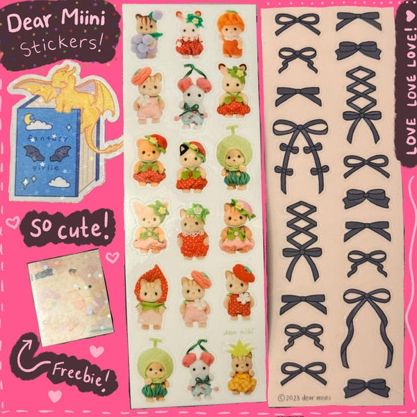 Fruit Critter Animal Sticker Sheet | Stickers, Deco, Korean Stationery ...