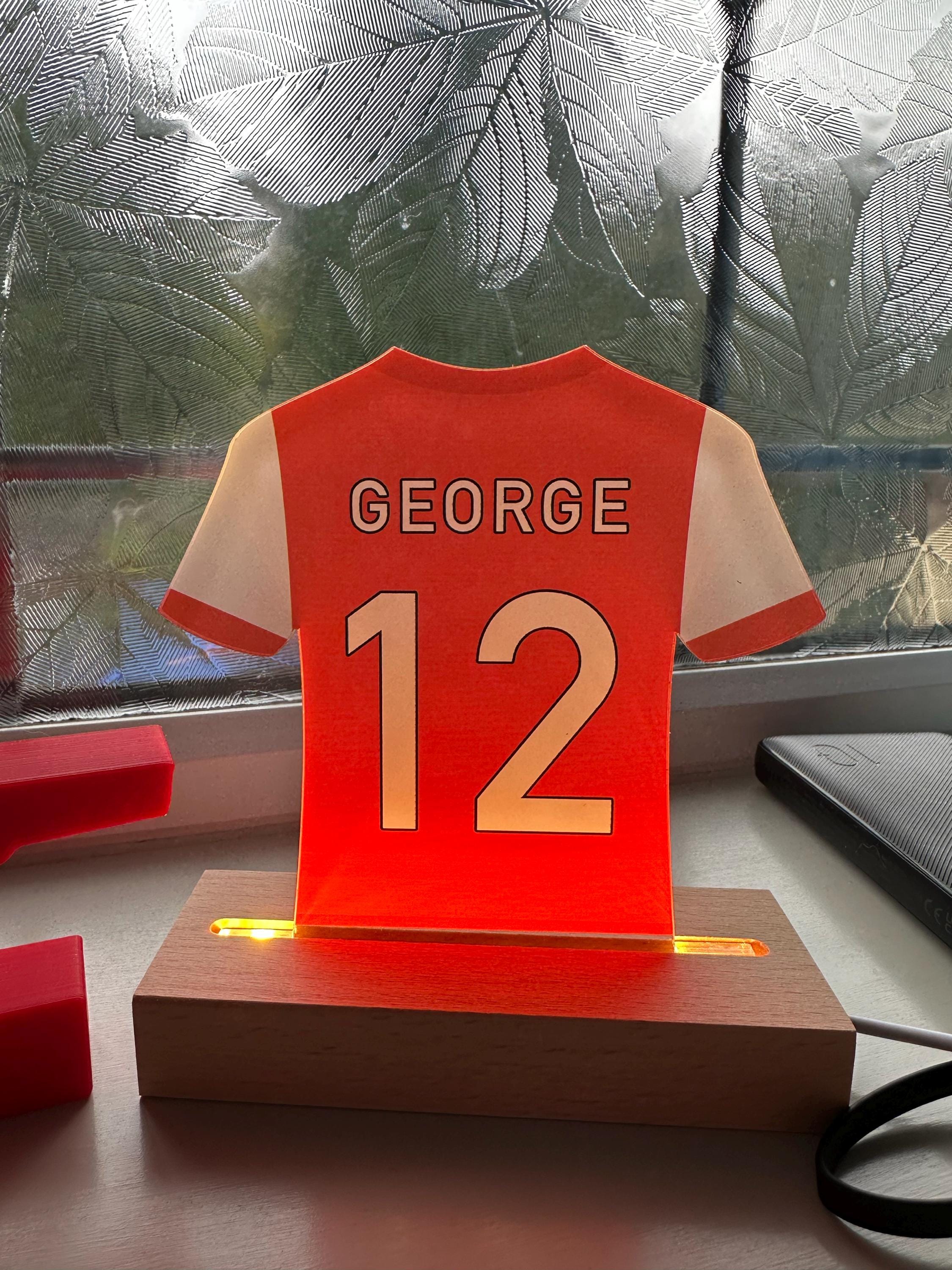 Personalised LED Football Shirt Lamp, Football Night Light Gift, Baby Gifts from Daddy, Birthday Gifts for Kids, Boys Bedroom Nursery Light