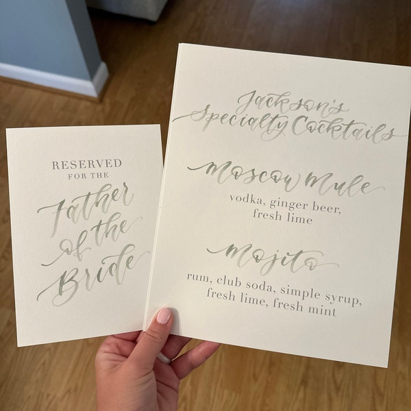 Custom Watercolor Wedding Signs for Wedding Favors, Cards and Gifts ...