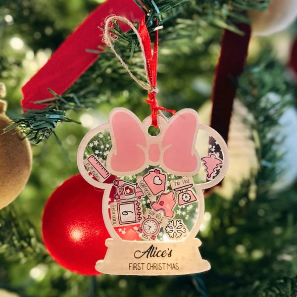Custom Minnie Mouse First Christmas Ornament, Baby's First Christmas ...