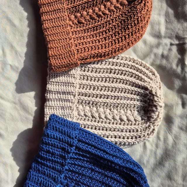 A customer's finished Autumn Wheat Hat Beanie Crochet Pattern