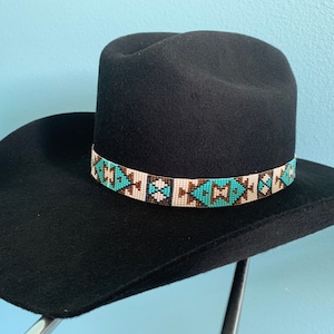 Hat Band, Beaded Hatbands, Cowboy, Western, Leather Ties, Aztec Style ...