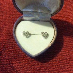 Tiny Crystal Heart Stud Earring Helix Earring Cartilage Earring Conch ...