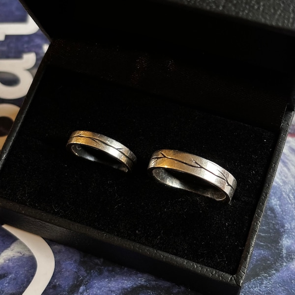 Unique Alternative Bridal Ring, Rose Gold Unisex Wedding Ring, Two Tone ...