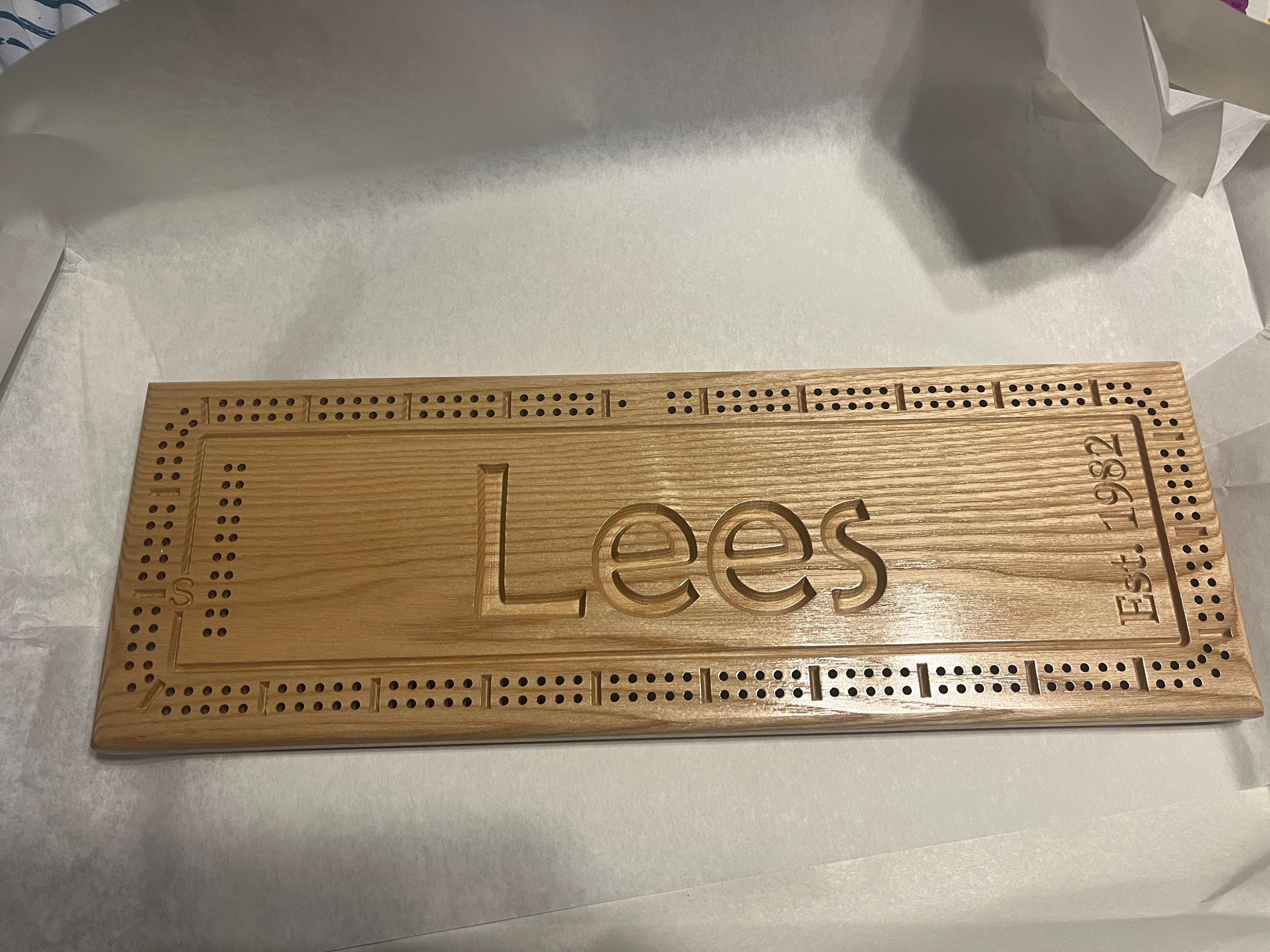Personalized Cribbage Board, Family Name Carved, Wooden Cribbage, Wedding Gift, Anniversary Gift, Cottage Sign, Anderson Design