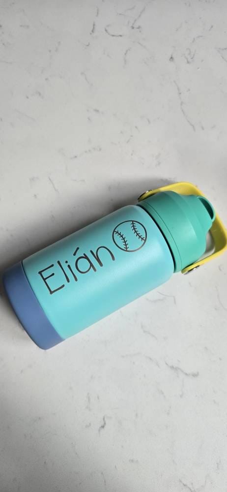Personalized Kids Water Bottle with Straw – 12 oz Stainless Steel Tumbler – Custom Name Engraved – Gift for School, Camp, Daycare