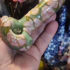 Cobalt blue floral glass pipe