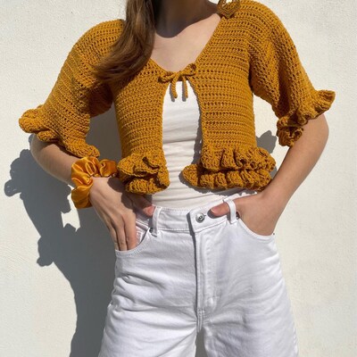 PATTERN Hawa Crochet Crop Cardigan Crochet Tie up Crochet Crop Top Made ...