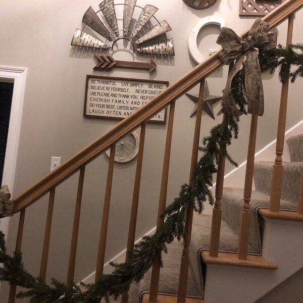 Rustic Burlap Farmhouse Christmas Bow, Christmas Holidays Script Burlap ...