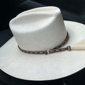 BOLDER, Horsehair Hat Band, WHITE Side Tassel, Cinnamon Brown ...