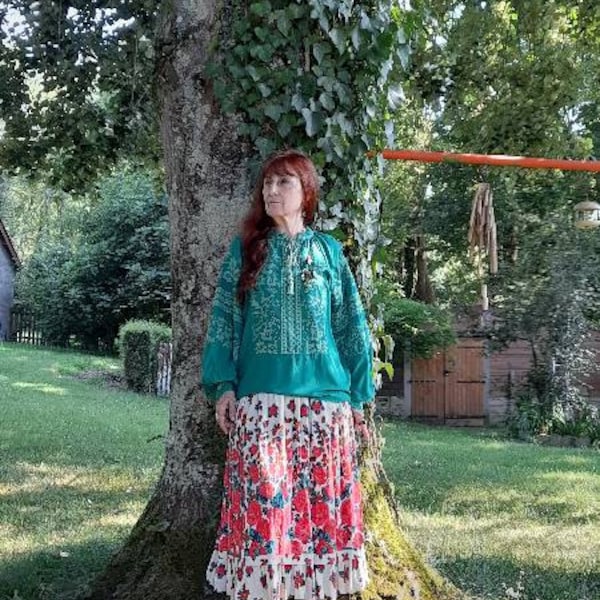 Yellow Embroidered Boho Sleeve Blouse main image 1