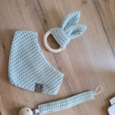 2er-Set Schnullerketten Aus Baumwolle Mit Buchenholz-Clip - Praktisch & Sicher Für Babys