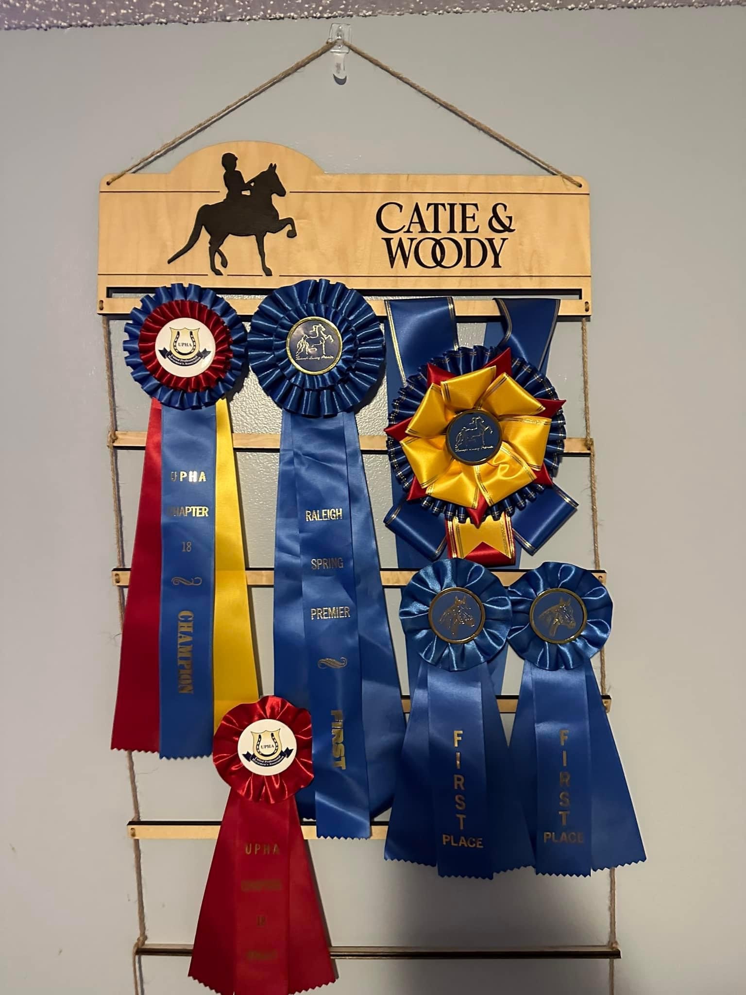 Custom Horse Show Ribbon Holder, Ribbon Display, Equestrian Ribbon Wall Hanging, Awards Holder