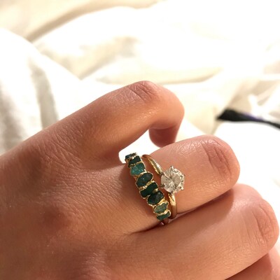 Diamond Splinter Ring / Salt and Pepper Diamond Ring / Raw - Etsy