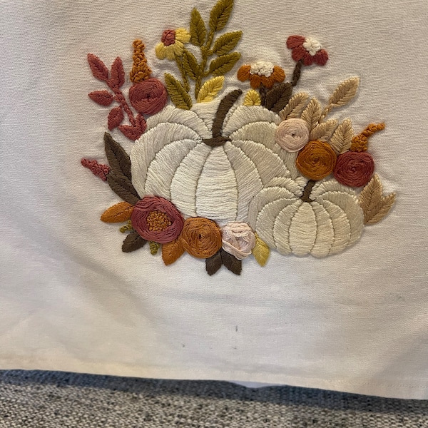 PDF Pattern+ Video Tutorial/pumpkin Among the Flowers-hand Embroidery ...