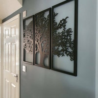 Metal Wall Art Decor 3D Sculpture 3 Piece Oak Tree Modern Decor Tree of ...