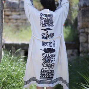 WHITE PURPLE EVIL EYE KIMONOS WITH HANDWORK