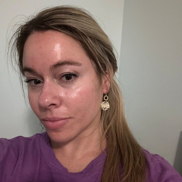 Clear Lucite Hoop Earrings - Transparent Rectangle Huggie Earrings With Gold Accents