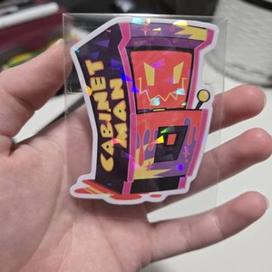 レモンデーモンキャビネットマン風ダイカットステッカー、ホロ