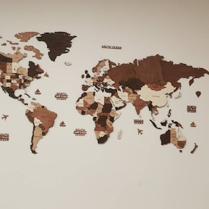 Line Wooden World Map - Minimalistic Wall Decoration - 68travel