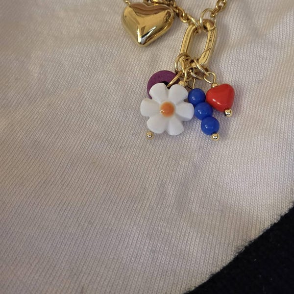 Multi Charm Necklace, Colorful Charm Necklace, Layering Necklace ...
