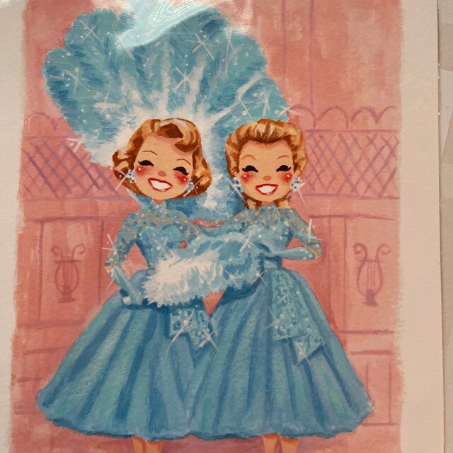 white christmas sisters dress Halloween #halloween #whitechristmas #costume #halloweencostume #nurse #aesthetics #aestheticnurse #medspa #esthetician #nurseinjector #ootd Vintage Christmas Sisters Fashion Print