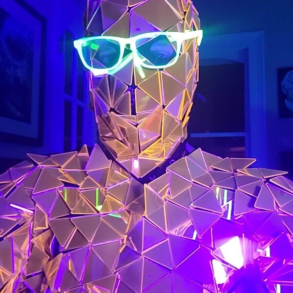 Triangle Rave Toy Gold Triangle RAVE Sequin Disco Ball Mirror Bodysuit Costume / Circus ...