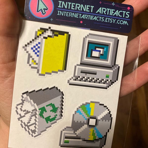 Nostalgic Computer Icons Vinyl Sticker Sheet | 90s Tech Stickers - Etsy
