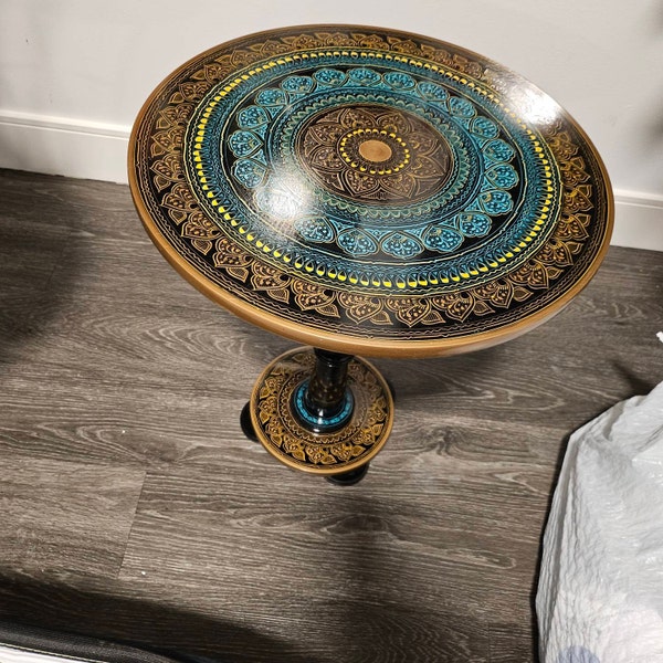 Artistic Side Table /end Tables - Hand Painted + Handmade Paisley ...