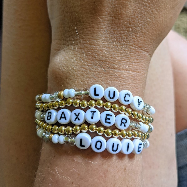 Personalized Custom Beaded Name Bracelets | Custom Word Beaded ...