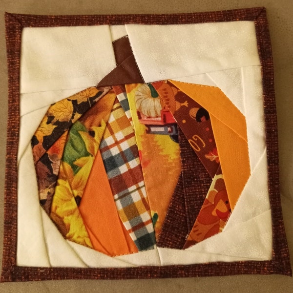 Pumpkin Paper Pieced Autumn Quilt Block Pattern - Etsy