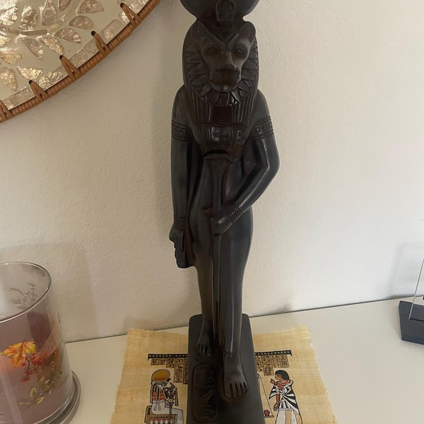 Statue of Goddess Sekhmet Black Standing Large Solid Heavy Ancient ...