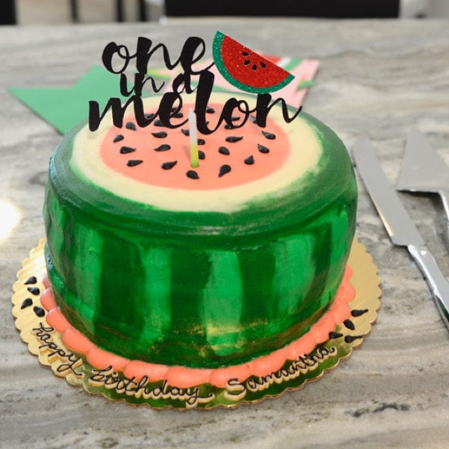 Our Sweetie Is One In a Melon Birthday Baby Shower Edible Cake Topper Image  ABPID50250