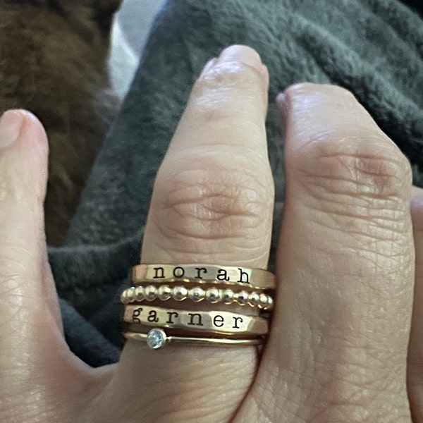 Personalized Name Rings Stackable Personalized Stacking Name Rings | 14k Gold Filled, Rose, or Silver ...