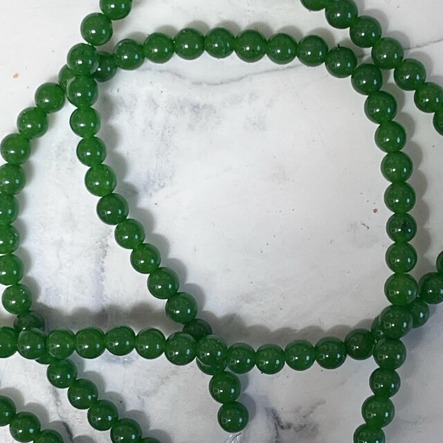 Natural Round Green Canada Jade Gemstone Beads - 15" Strand For Jewelry Making