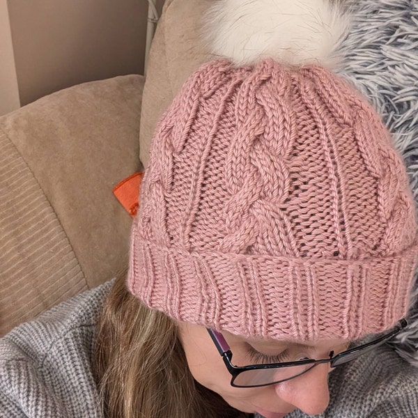 Hat KNITTING PATTERN - Cable Knit Beanie Pattern, Classic Aran Cable ...