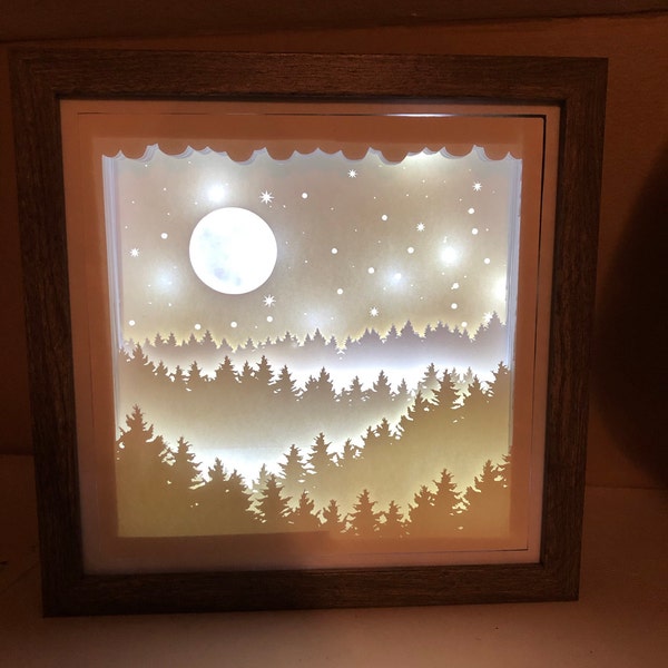 Shadow Box Tree Shadow Box Tree and Moon Landscape With Hidden Lake Digital File - Etsy