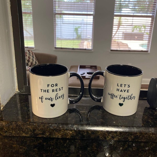 Mr Mrs Mugs, Custom Couple Coffee Mug Set, Unique Wedding Gift, His and ...