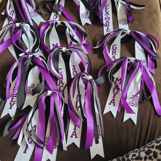 Volleyball Orchid Bow, Volleyball Black Ribbons, Volleyball Purple Bow –  Accessories by Me, LLC