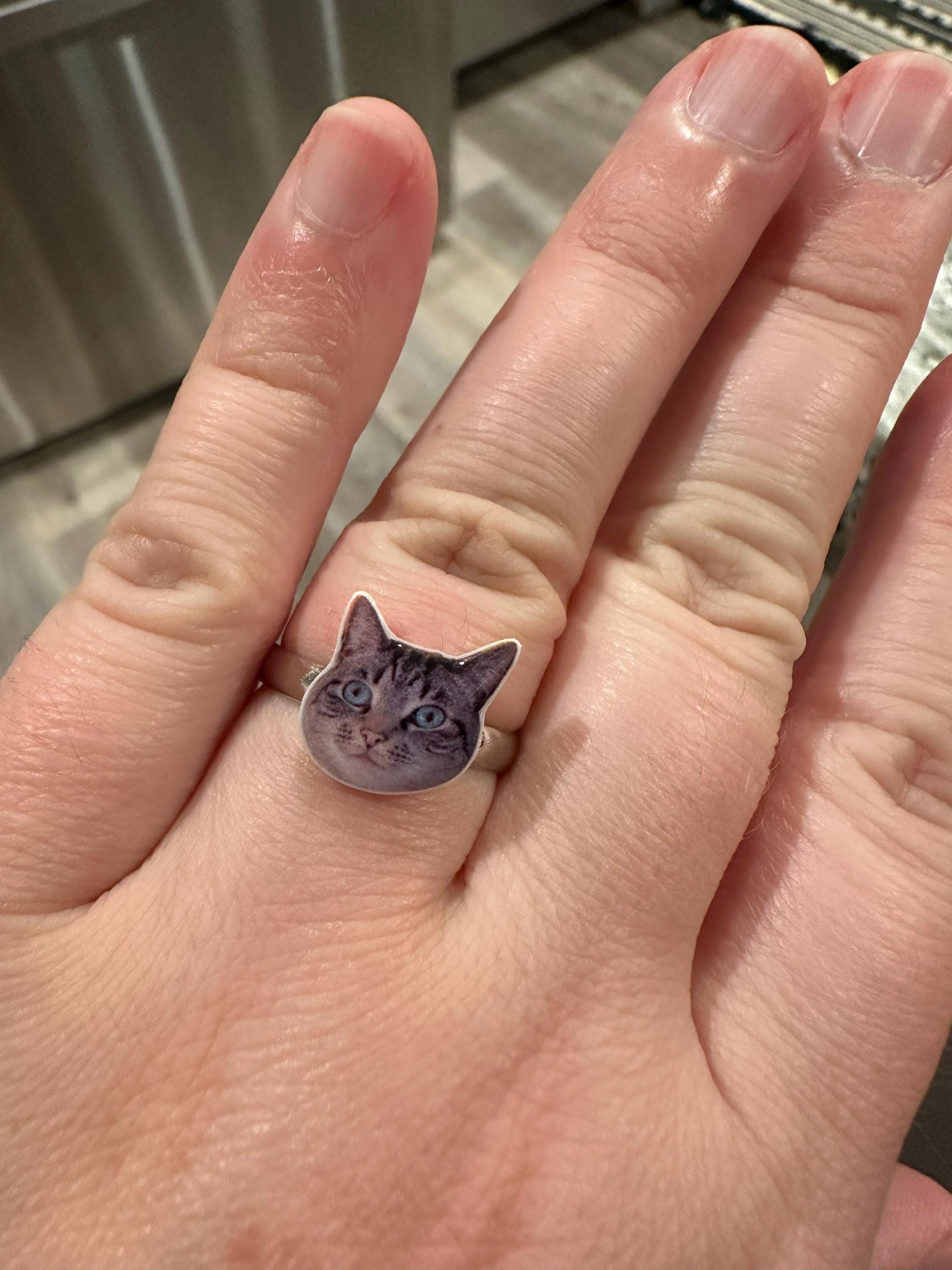 Custom Pet Portrait earrings and ring, Personalized Handmade Cat Dog Portrait earrings, Pet Face earrings, Artwork gift for her