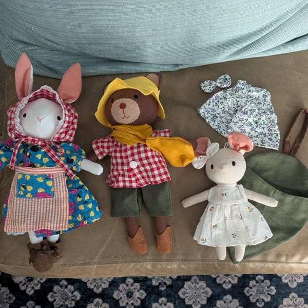 BEST PRICE- Handmade Rag Doll With Yellow Calico Check Dress/ Handmade ...