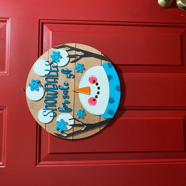 Snowman Door Hanger Sign SVG File - 15" Shiplap Let It Snow Sign ...
